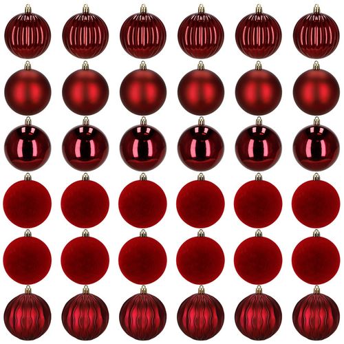Bombki choinkowe 36 szt. zestaw dekoracji świątecznych, nietłukące, czerwone na Arena.pl