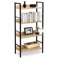 REGAŁ Z PÓŁKAMI NA KSIĄŻKI METALOWY BIUROWY LOFT CZARNY MODERN OAK SZAFKA