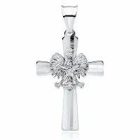 ELEGANCKI RODOWANY SREBRNY KRZYŻYK KRZYŻ PATRIOTYCZNY HERB ORZEŁ W KORONIE