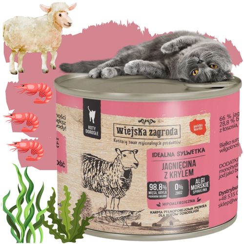 karma mokra dla kota jagnięcina z krylem 200g wiejska zagroda bez zbóż na Arena.pl