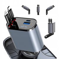 SZYBKA ŁADOWARKA SAMOCHODOWA 4W1 USB-C USB-A 2x KABEL TYP C 120W