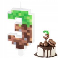 ŚWIECZKA URODZINOWA CYFERKA 3 Z MOTYWEM MINECRAFT KLOCKI CYFRA NA IMPREZĘ