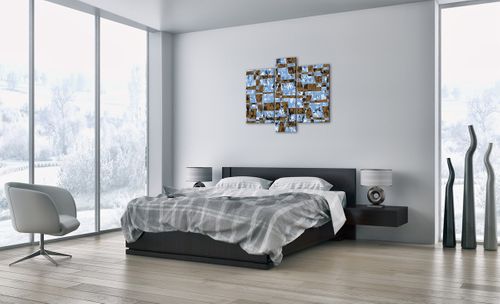 Obraz Na Płótnie - Kolor Błękit Brąz  - 95X80 Cm - Cb95X80-3729 na Arena.pl