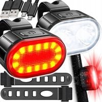 LAMPKA ROWEROWA ŚWIATŁO PRZÓD TYŁ LED NA ROWER KIEROWNICĘ MOCNA USB JASNA