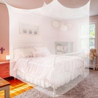 Moskitiera na Łóżko 180x190x200CM Biała Elegancki Baldachim Bez Drzwi