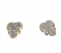 Xuping - piękne kolczyki stal chirurgiczna liście monstery cyrkonie białe