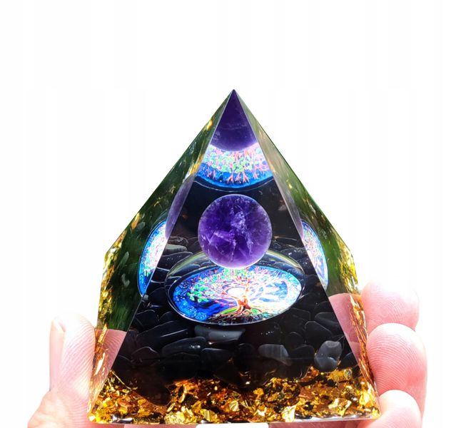 Piramida ORGONIT +LED Lampka PODSTAWA 5cm KRYSZTAŁ KAMIENIE AMULET 5cm HX03 zdjęcie 3