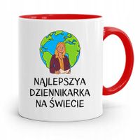 Kubek Czerwony Prezent Dla Dziennikarza Reportera Z Nadrukiem Ze Zdjęciem