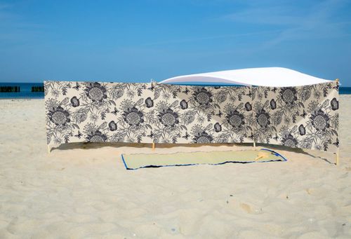 PARAWAN PLAŻOWY Czarne kwiaty z indywidualnym  napisem 3 PANELE 18.3 na Arena.pl