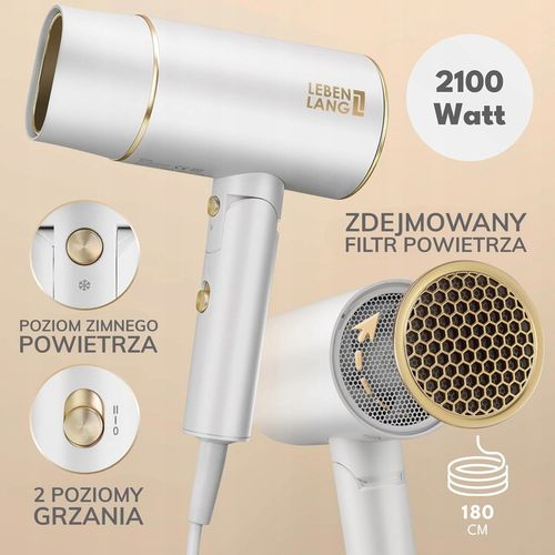 Suszarka do włosów mała LEBENLANG 2100W jonizacja składana zimny na Arena.pl