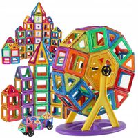 KLOCKI MAGNETYCZNE 3D koło młyńskie pojazdy ZESTAW Magnetic Tiles 72 el.