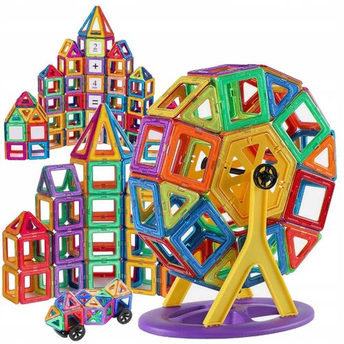 KLOCKI MAGNETYCZNE 3D koło młyńskie pojazdy ZESTAW Magnetic Tiles 72 el. na Arena.pl