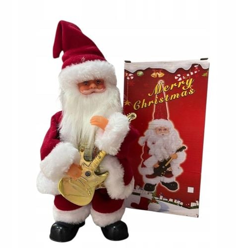 ŚPIEWAJĄCY I TAŃCZĄCY MIKOŁAJ Z GITARĄ 30 CM - DEKORACJA ŚWIĄTECZNA RUCHOMA na Arena.pl