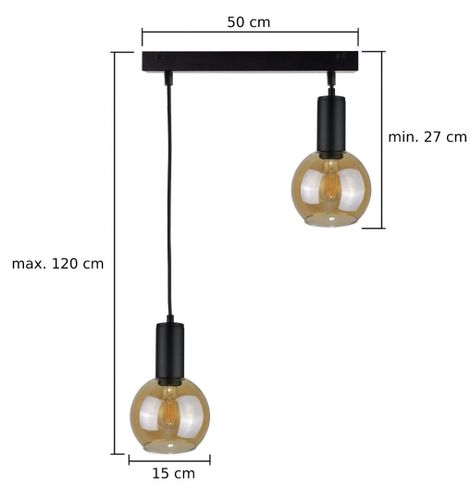 Lampa wisząca 2xE27 JANTAR BLACK na Arena.pl