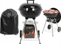 GRILL OGRODOWY WĘGLOWY RUSZT STALOWY OKRĄGŁY 41CM POKRYWA Z POKROWCEM LUND