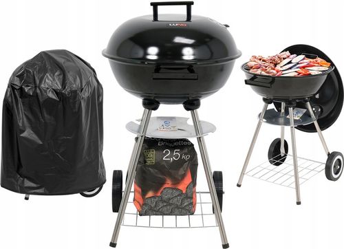 GRILL OGRODOWY WĘGLOWY RUSZT STALOWY OKRĄGŁY 41CM POKRYWA Z POKROWCEM LUND na Arena.pl