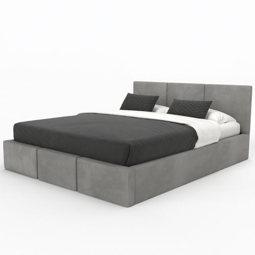 ŁÓŻKO TAPICEROWANE DO SYPIALNI 180x200 ŁÓŻKO PODWÓJNE Z POJEMNIKIEM SZARE na Arena.pl