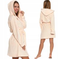 Moraj Gruby Puszysty i miękki Szlafrok Damski , 6500-002 Jasny beż L