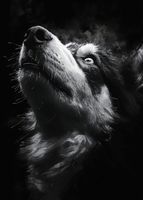 Plakat 50x70cm Portret Zwierząt do Salonu Pokoju | Husky 2 | Czarno Białe