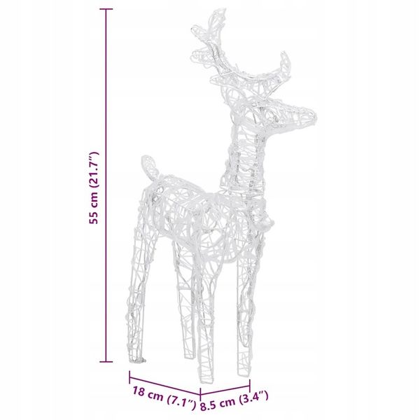 Renifery z Saniami LED 130cm 160 zimnych białych diod Dekoracja świąteczna zdjęcie 10