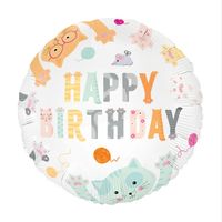 Balon foliowy Kotki Happy Birthday okrągły 45 cm