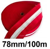 Taśma ostrzegawcza 78mm x 100m biało czerwona tekstylna materiałowa