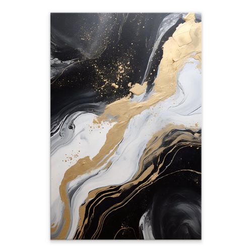 Obraz Canvas Do Salonu Czarny MARMUR Abstrakcja Elementy Złota 30cm x 20cm na Arena.pl