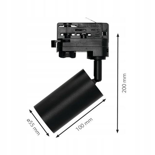 Zestaw szynowy 3 fazowy szyna 2m, 4x oprawa SPECTRUM CZARNY komplet na Arena.pl