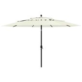 Emaga 3-poziomowy parasol na aluminiowym słupku, piaskowy, 3,5 m