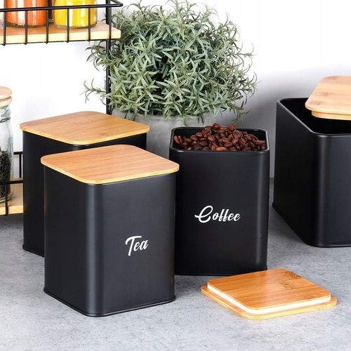 Chlebak CZARNY metalowy bambusowy pojemnik kuchenny na pieczywo chleb na Arena.pl