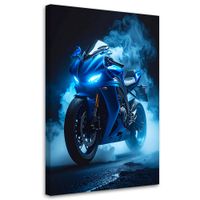 Obraz do salonu biura pokoju nastolatka, Niebieski Motocykl Motor