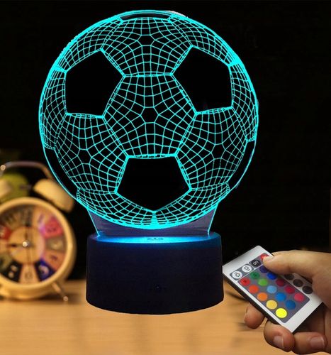 LAMPKA NOCNA PIŁKA NOŻNA 3D LED KOLORY + PILOT na Arena.pl