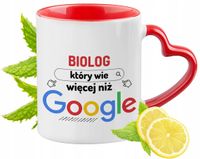 Dla Biologa Kubek Czerwony Z Uszkiem W Kształcie Serca Prezent