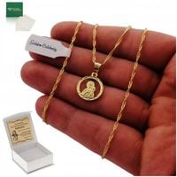 ZŁOTY ŁAŃCUSZEK MEDALIK 925/585 PREZENT NA CHRZEST, ROCZEK DLA DZIEWCZYNKI