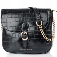 Monnari Torebka Kuferek Listonoszka Czarny Kroko Łódka Czarna PREMIUM
