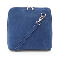 VERA PELLE torebka damska zamszowa listonoszka z paskiem V452 c.jeansowa