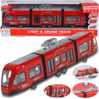 DUŻY MIEJSKI TRAMWAJ ŚWIATŁO DŹWIĘK OTWIERANE DRZWI POJAZD PRZEGUBOWY