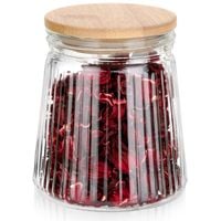 Pojemnik Szklany Bambusowy Kuchenny na Żywność Produkty Sypkie Szczelny 0,7