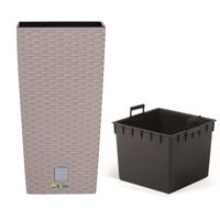 Doniczka wysoka wkład rattan 22,5x22,5x42,1 cm mocca