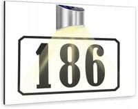 biała TABLICZKA ADRESOWA aluminowa numer domu 40x30 cm lampka led