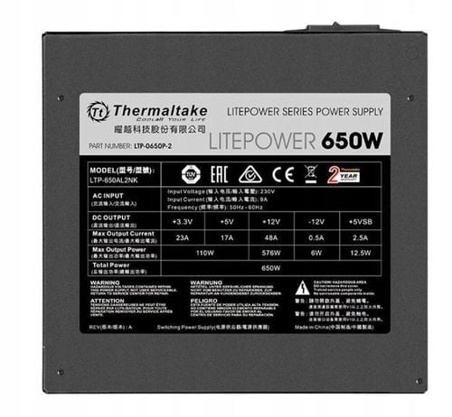 Zasilacz Thermaltake Litepower II Black 650W (PS-LTP-0650NPCNEU-2) na Arena.pl