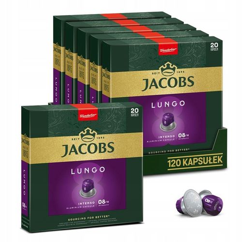 Kapsułki Jacobs Lungo 8 do Nespresso(r)*, 120 kapsułek, 6x 20 szt na Arena.pl