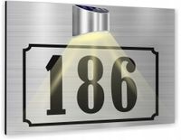 TABLICZKA ADRESOWA srebrna numer posesji domu 40x30 cm lampka LED solarna