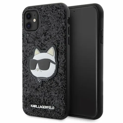 Etui Karl Lagerfeld Glitter Choupette Patch na iPhone 11 / Xr - czarne na Arena.pl