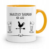 Kubek Żółty Dla Barmana Najlepszy Na Wsi Prezent Z Nadrukiem Ze Zdjęciem