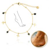 bransoletka na stopę stal chirurgiczna pozłacana 14k złotem, kamienie