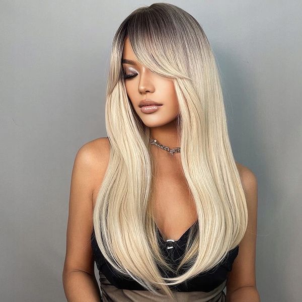 Peruka Blond Ombre Długa Naturalny zdjęcie 10