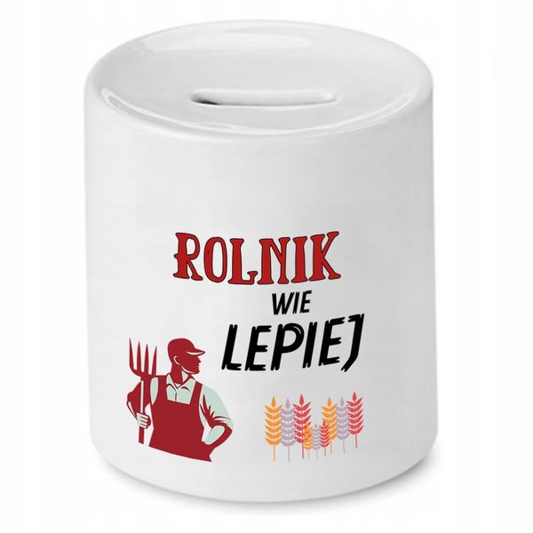 Skarbonka Prezent Dla Rolnika Wie Lepiej Z Nadrukiem Ze Zdjęciem zdjęcie 1