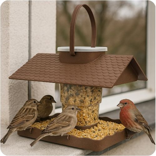 KARMNIK DLA PTAKÓW DUŻY MOCNY DOMEK BUDKA NA KARMĘ POKARM ZIARNO na Arena.pl