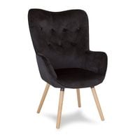 Fotel uszak skandynawski na drewnianych bukowych nogach wypoczynkowy do salonu czarny F907B